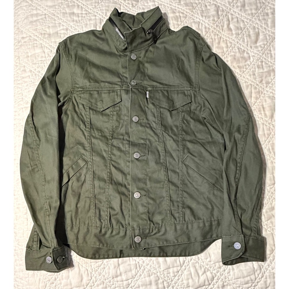 Levi's Commuter Trucker Jacket Mens Medium Olive Green Hooded Utility